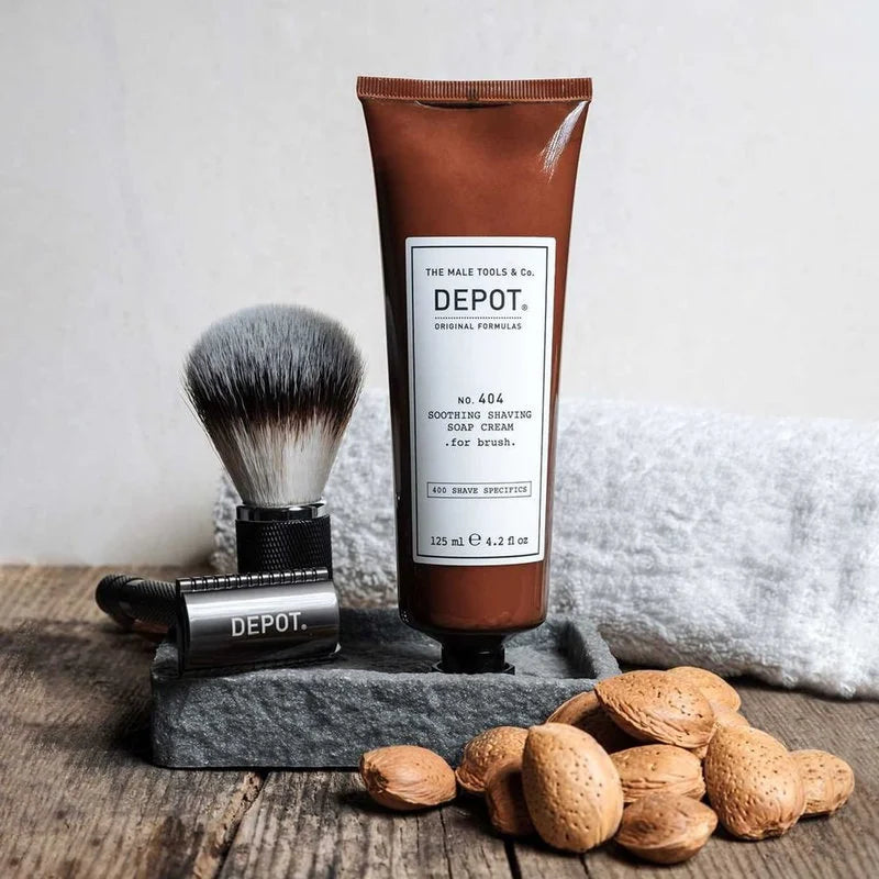 Nr. 404 SOOTHING SHAVING SOAP CREAM for brush. Raminamasis kreminis skutimosi muilas. Naudojamas su šepetėliu.