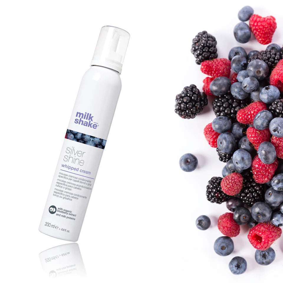 SILVER SHINE WHIPPED CREAM kondicionuojančios putos plaukų struktūrai su mėlynu pigmentu