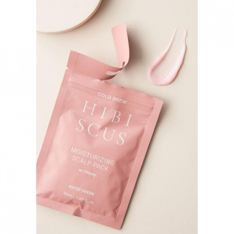HIBI SCUS Drėkinanti plaukų kaukė „Cold Brew Hibiscus Moisturizing Scalp Pack with Honey“