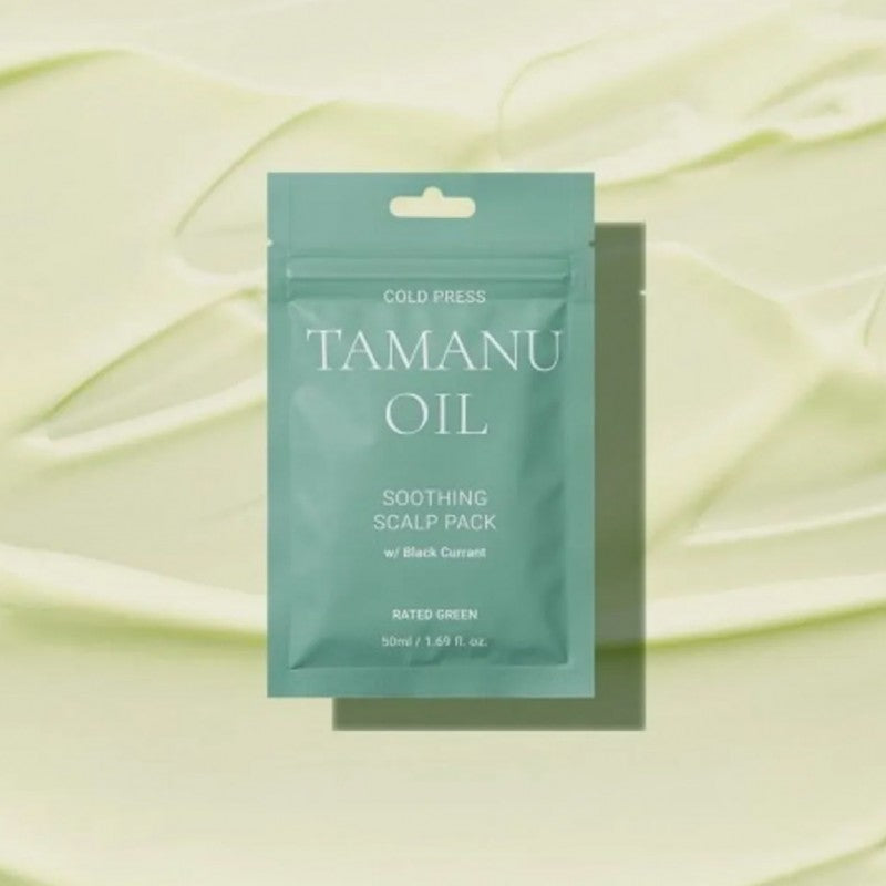 TAMANU OIL Raminanti plaukų kaukė „Cold Press Tamanu Oil Soothing Scalp Pack with Black Currant“