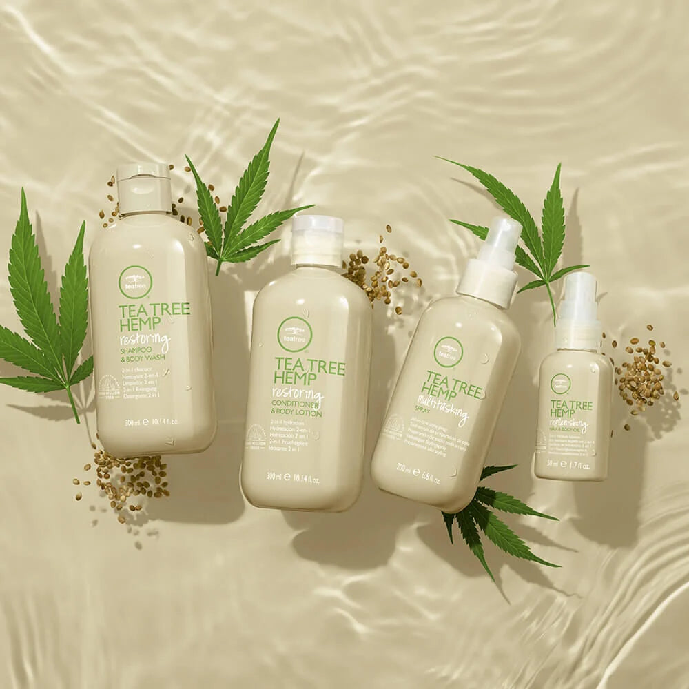 TEA TREE HEMP RESTORING plaukų šampūnas ir kūno prausiklis