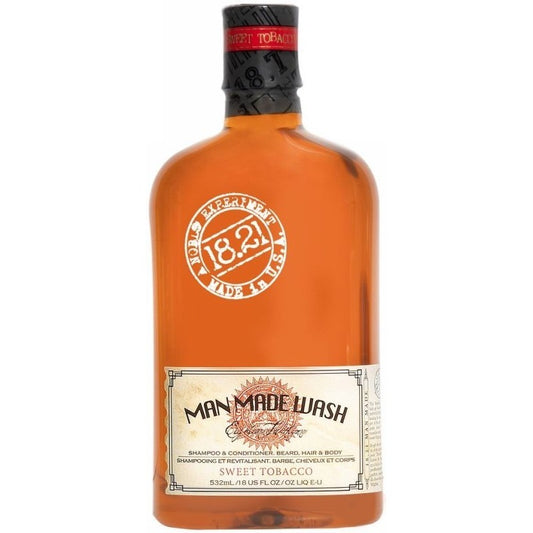 Daugiafunkcė priemonė vyrams 3 in 1, t.y. stiprinamasis šampūnas, kondicionierius ir kūno prausiklis viename 18.21 Man Made Wash Sweet Tobacco
