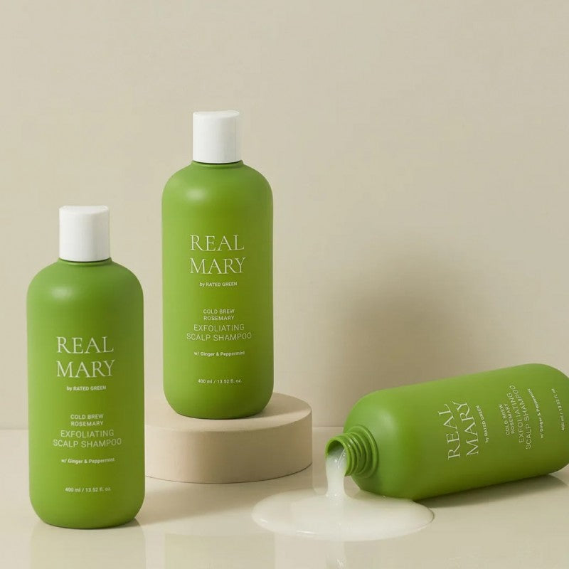 REAL MARY Galvos odą valantis šampūnas „Cold Brew Rosemary Exfoliating Scalp Shampoo“