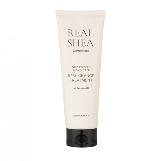 REAL SHEA Maitinanti kaukė plaukams „Cold Pressed Shea Butter Real Change Treatment“