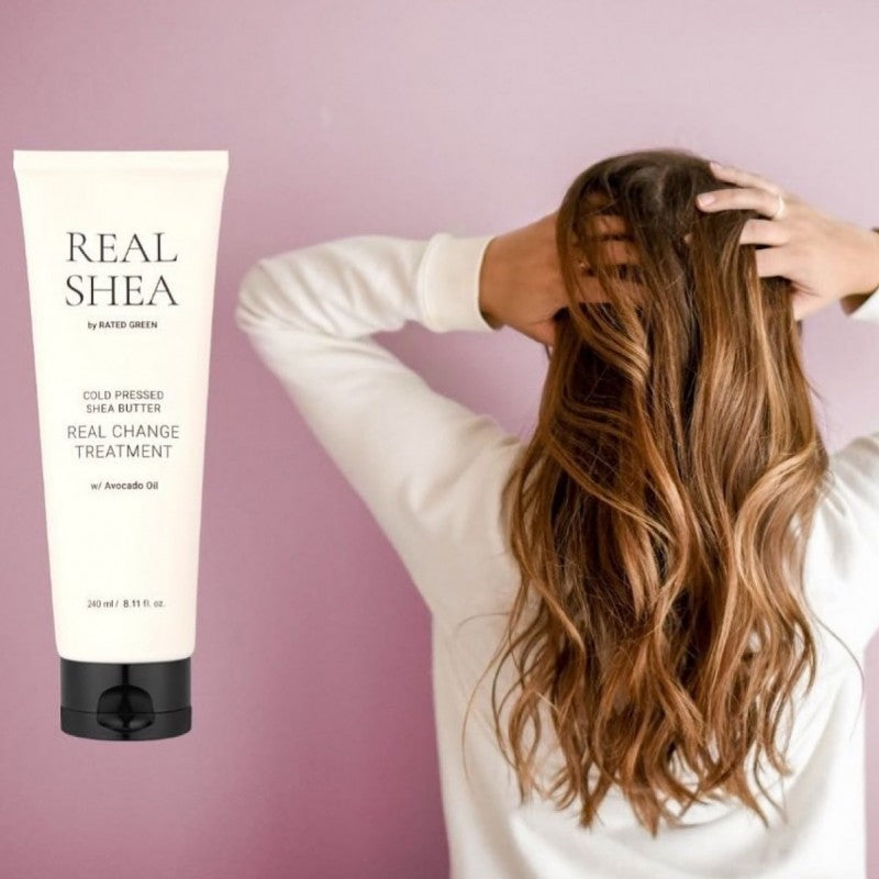 REAL SHEA Maitinanti kaukė plaukams „Cold Pressed Shea Butter Real Change Treatment“